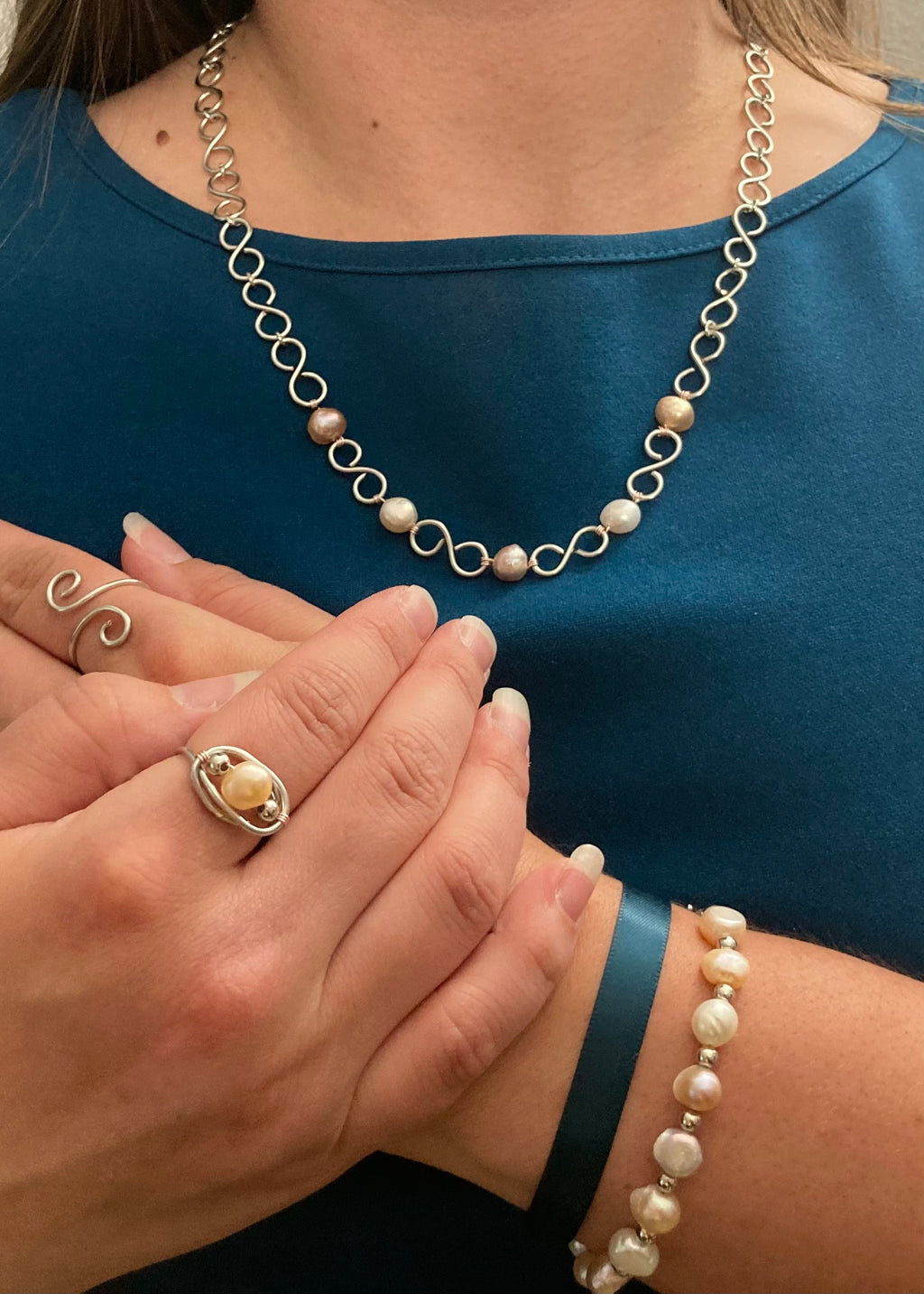 Copper and Pearl set