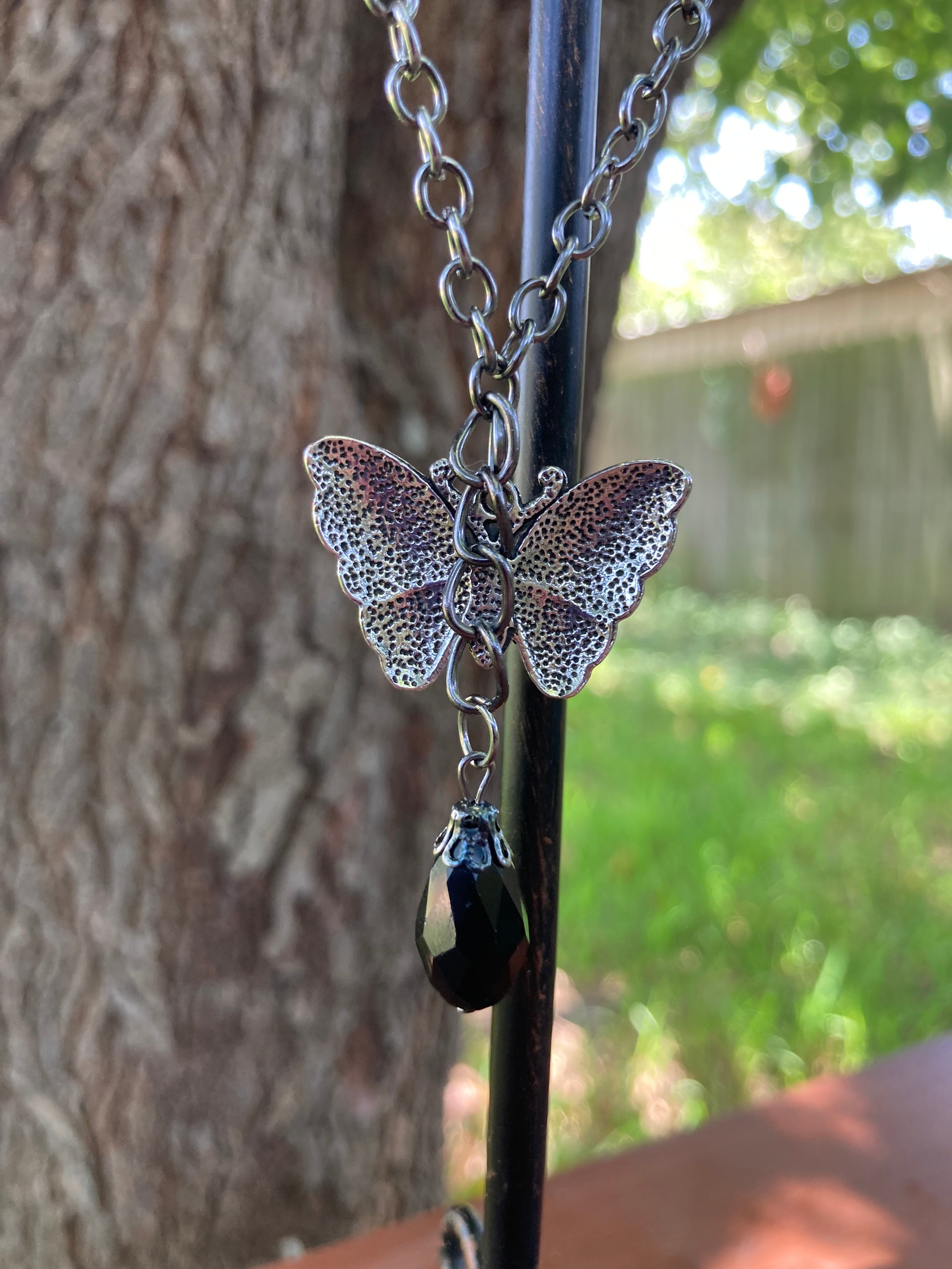 Butterfly and Stone Necklace