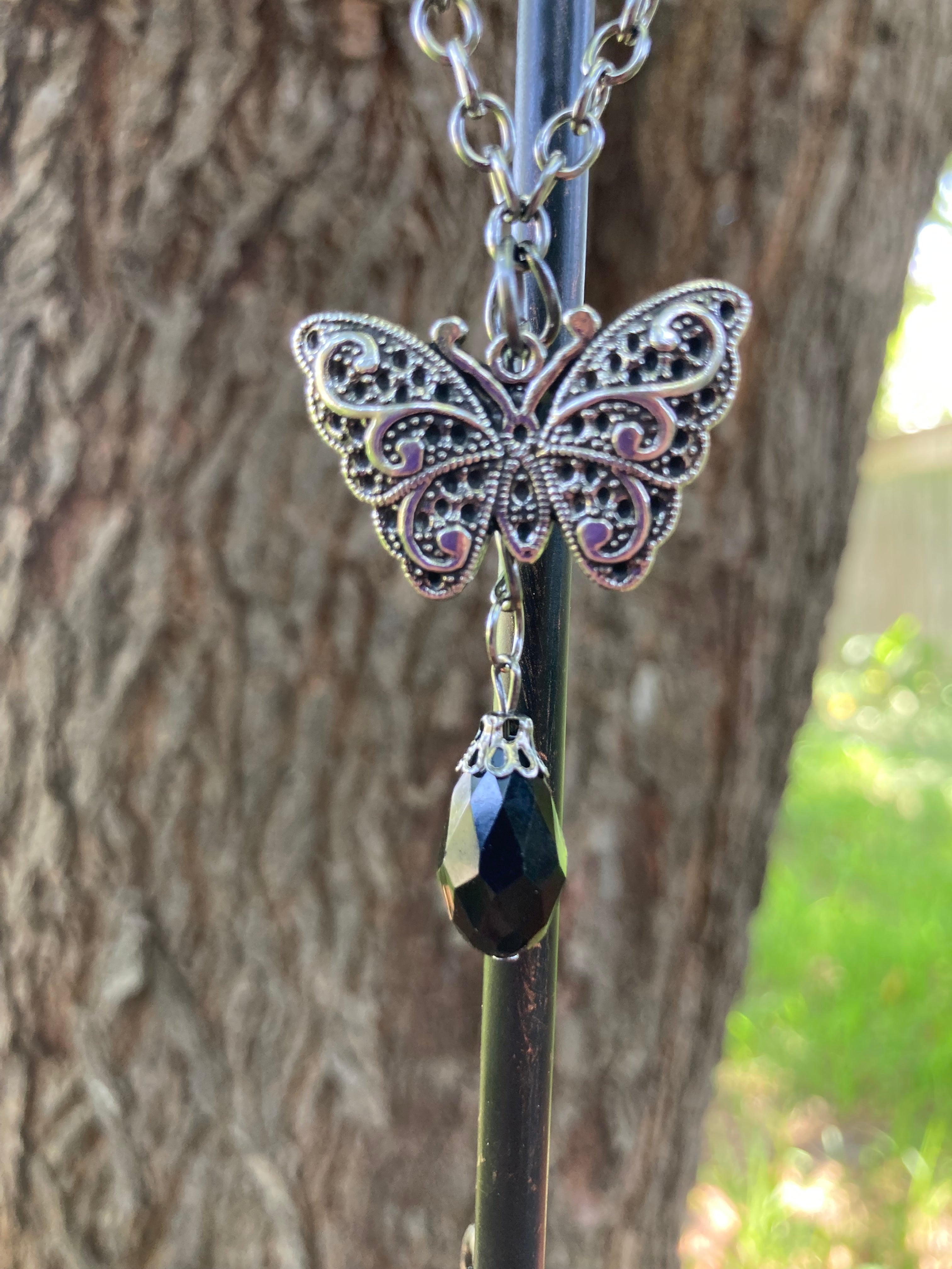 Butterfly and Stone Necklace