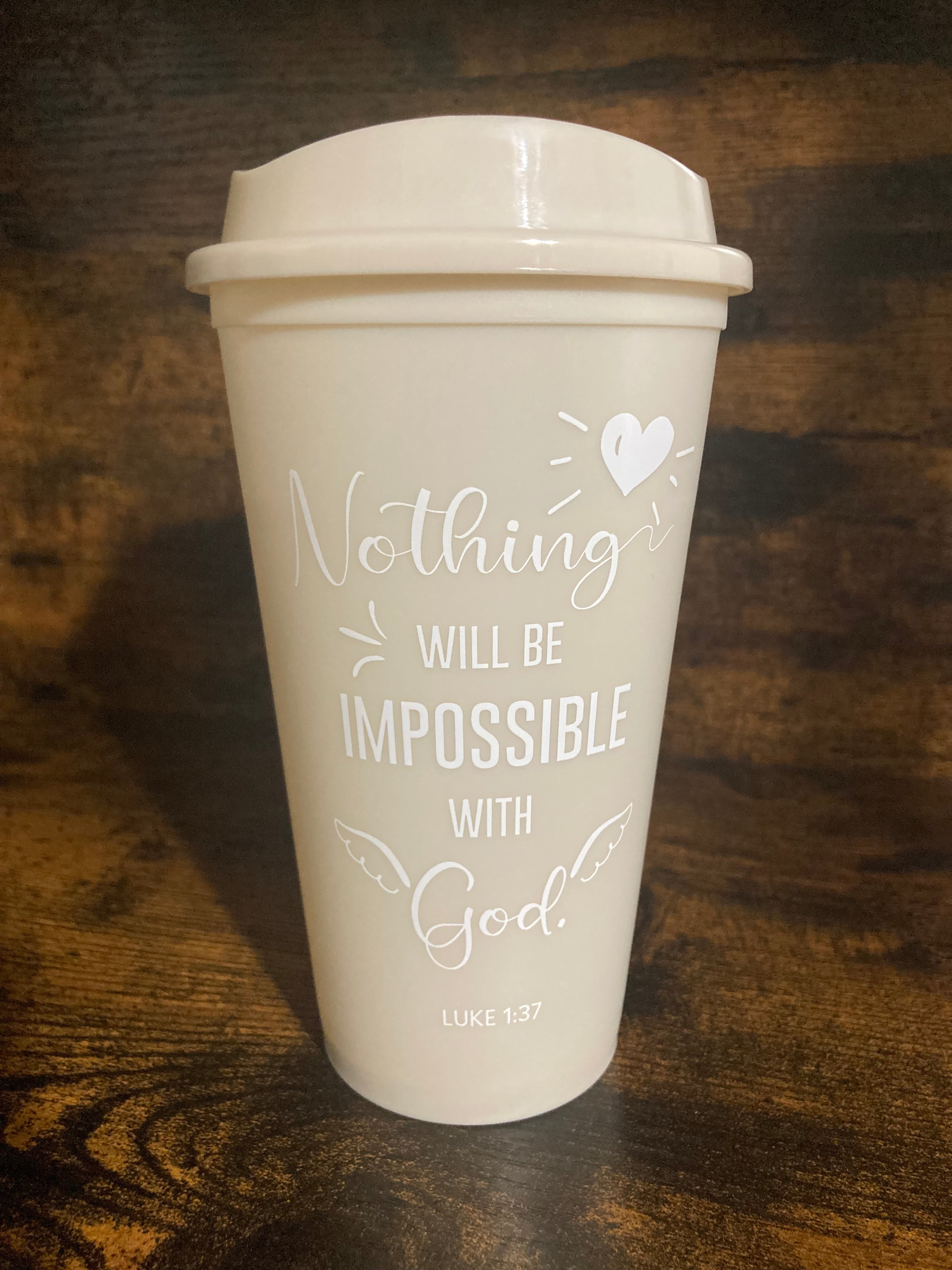 Luke 1:37 Reusable Coffee Cup