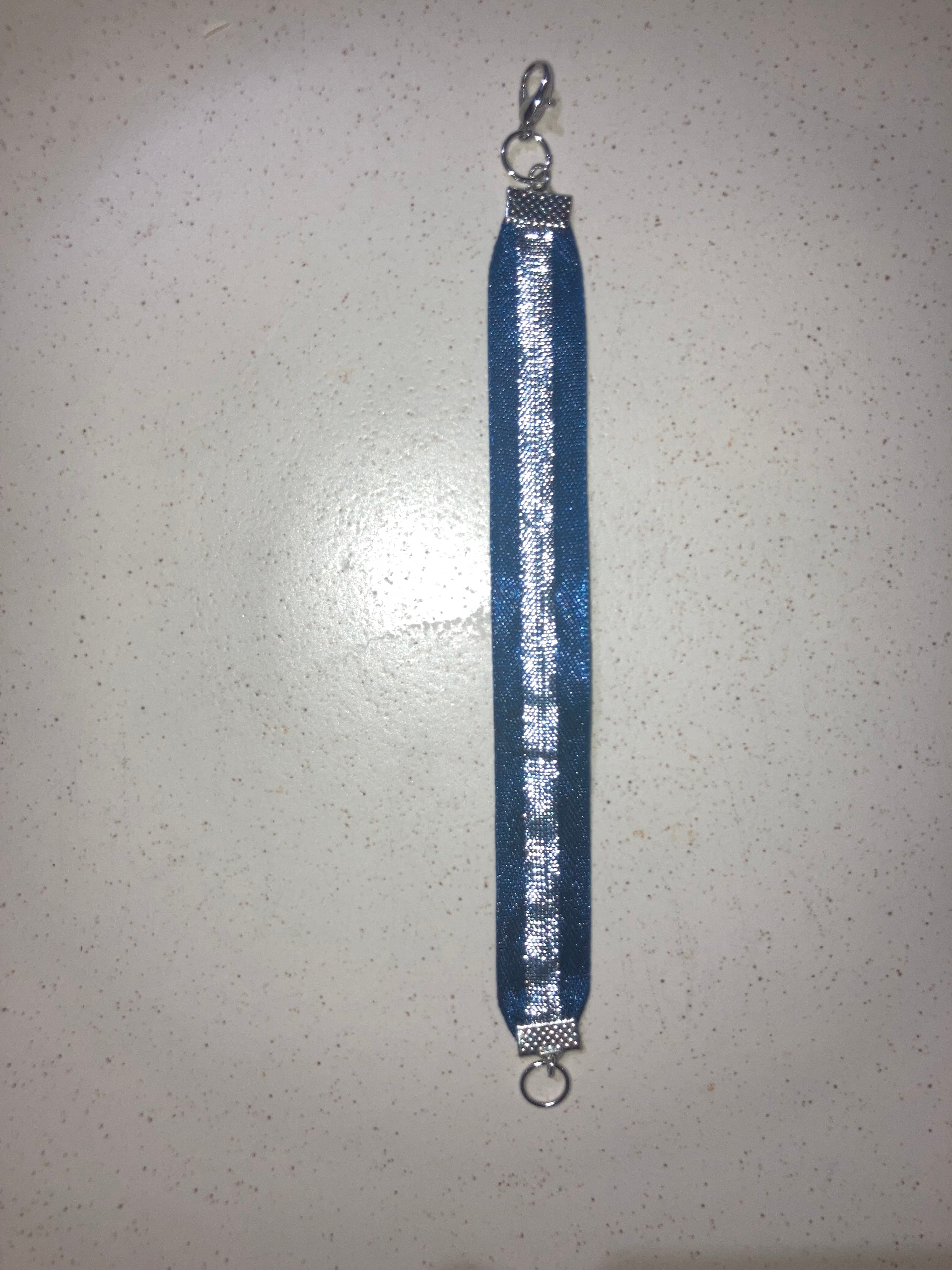 Silver Stripe Ribbon Bracelet