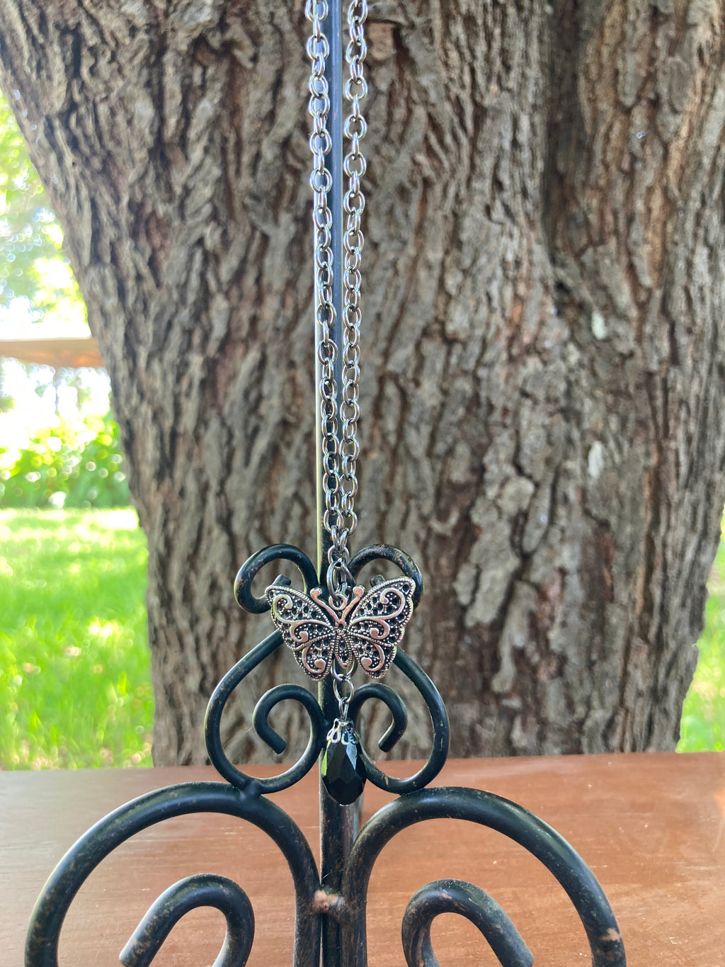 Butterfly and Stone Necklace
